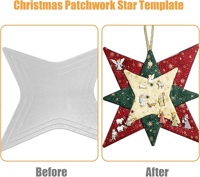 Christmas Patchwork Star Template Patchwork Templates 3PCS/Set Acrylic Quilting Templates Different Size Star Shape Patchwork Templates Christmas Stencils Reusable for Craft Christmas Decorations