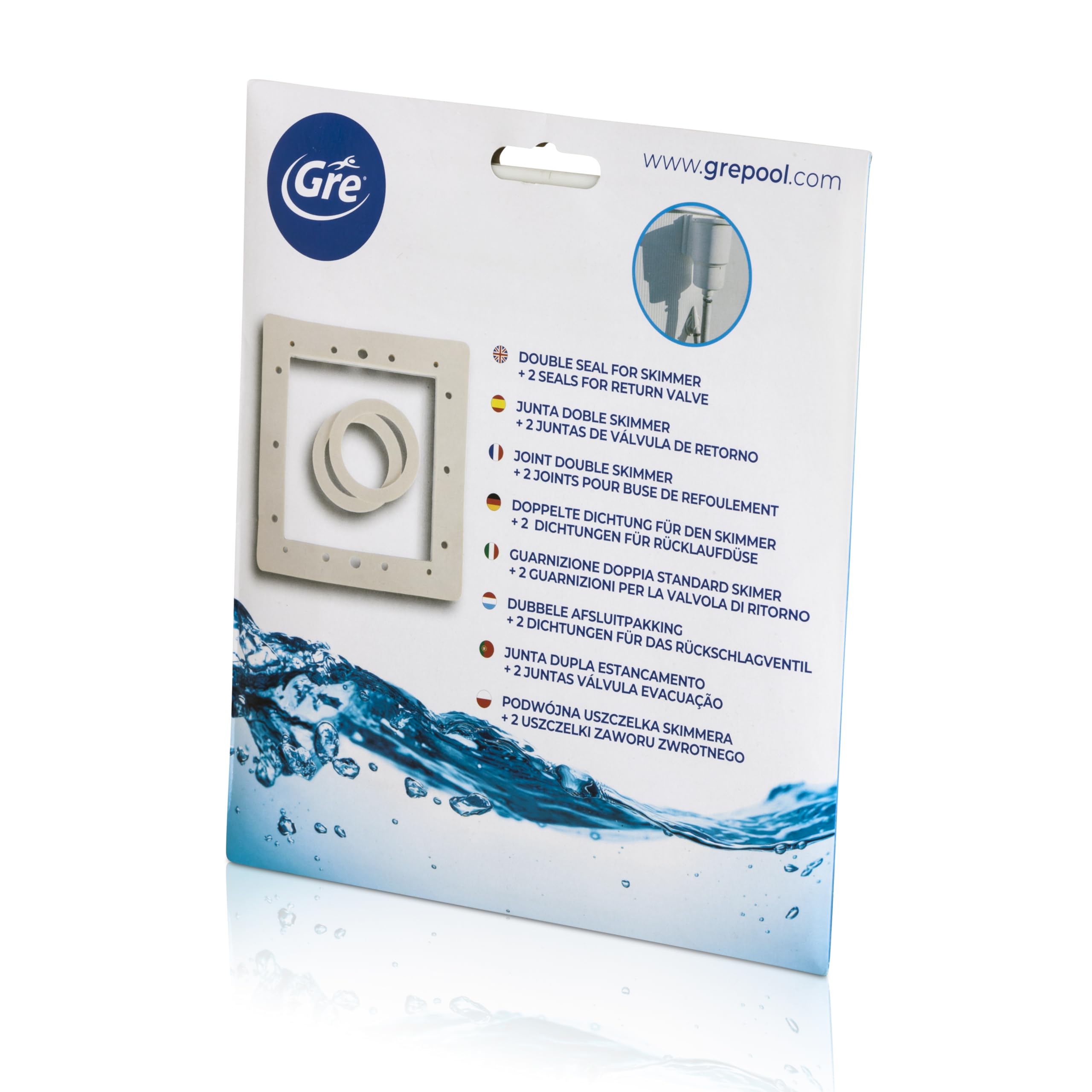 Gre AR521 - Pack de recambios para Skimmer Junta Doble para Skimmer y 2 válvulas de Retorno.