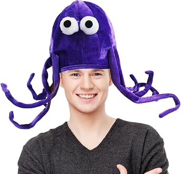 Whimsical Purple Octopus Hat with Bendable Arms - Playful Soft Plush Costume Cap for Halloween, Cosplay & Festive Parties, Comfortable & Lightweight