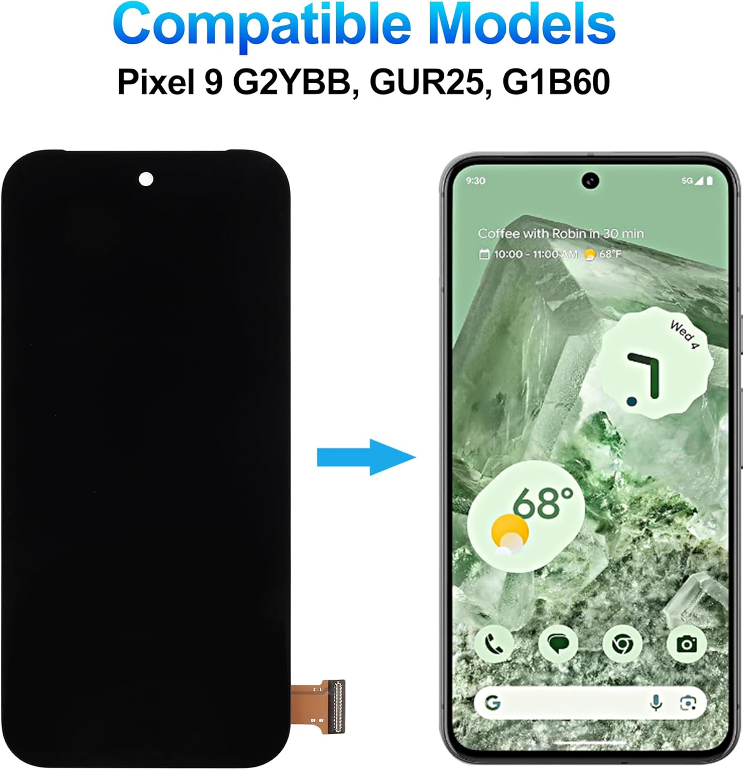 Duotipa OLED for Google Pixel 9 Screen Replacement for Google Pixel 9 G2YBB GUR25 G1B60 LCD Display Touch Screen Digitizer Assembly Replacement with Tools(Fingerprint Support)