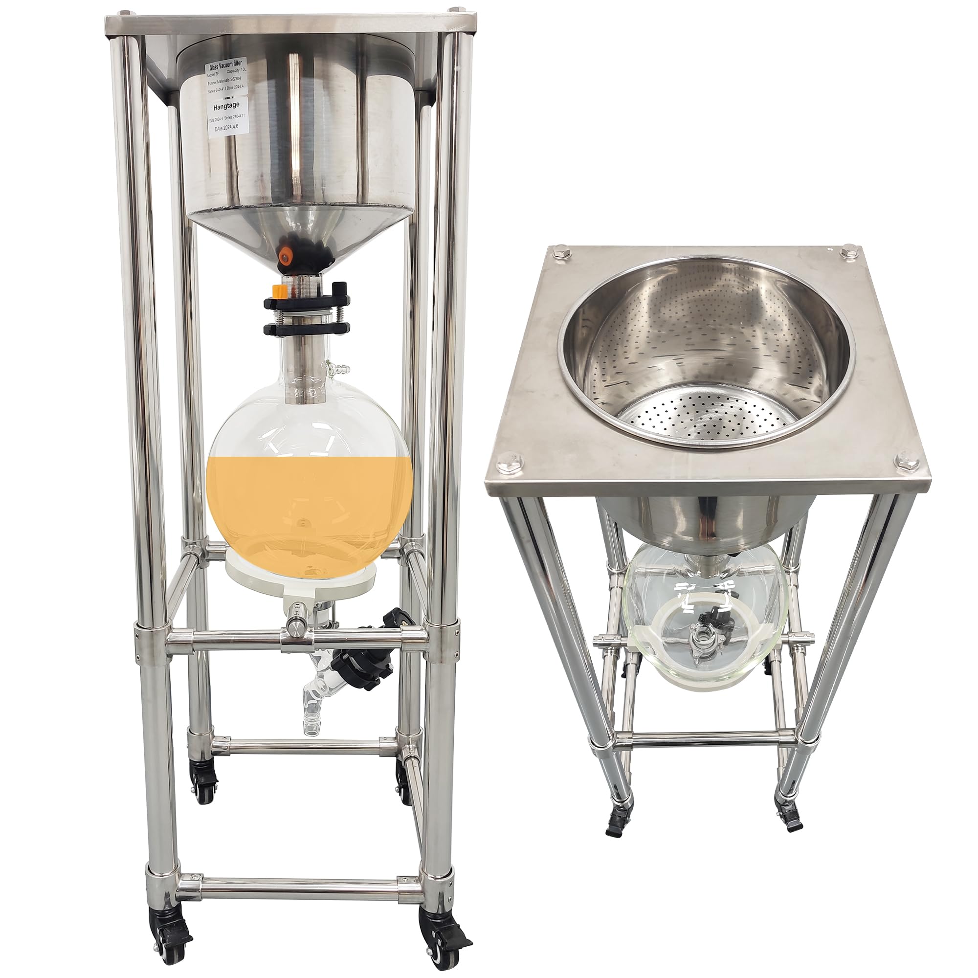 HayWHNKN 50L Vacuum Filtration System, Negative Pressure Suction Filter with Stainless Steel Buchner Funnel & Glass Filter Flask, Discharge Valve &