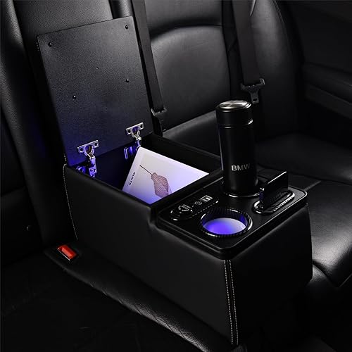 Miniatura 9 de Coverado - Consola central de automóvil, consola universal para asiento trasero, organizador de asiento con portavasos y soporte para teléfono,