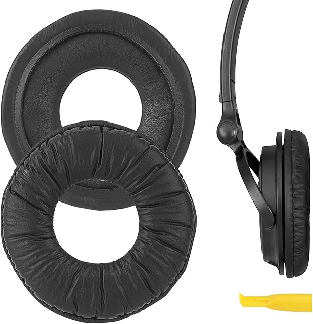 Geekria QuickFit Leatherette Replacement Ear Pads for Sony MDR-V150 V200 V250 V300 V400 ZX100 ZX110 ZX110NC ZX220BT ZX300 ZX310 ZX330BT Headphones Earpads, Headset Ear Cushion (Black)