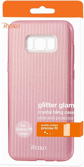 Reiko Wireless Samsung Galaxy S8 Edge/S8 Plus Shine Glitter Shimmer Stripe Hybrid Case in Linear Pink - Colored