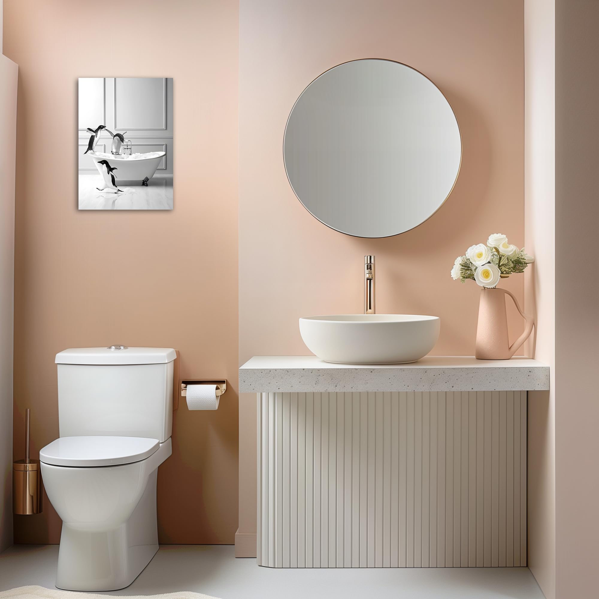 Stampa Artistica Da Parete Gongyuanyihao PH-007M – Procione Sul Water Che Legge, Decorazione Bagno Umoristica
