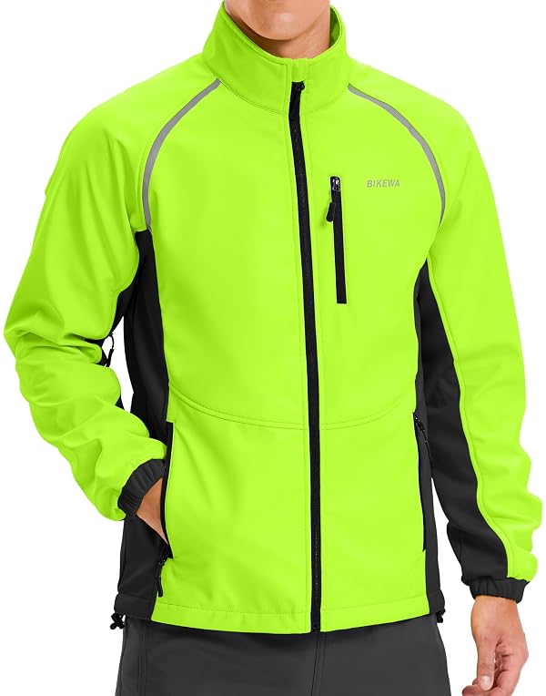 Men's Winter Cycling Jackets Thermal Warm Water Resistant Bike Running Windproof Fleece Cold Weather Mountain Biking Bicycle Riding Gear(Fluorescent Yellow/Black,S) by Bikewa - Image 2