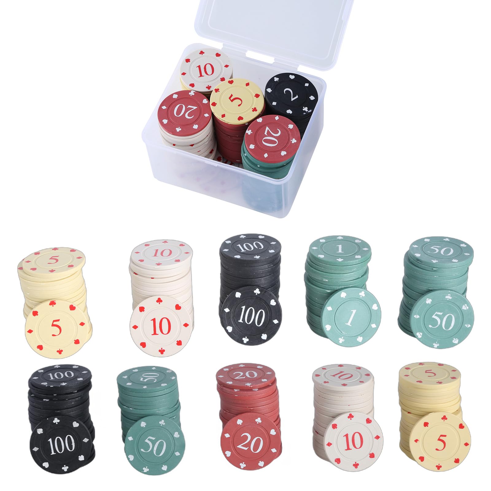 Amazon | 100 個カジノポーカーチップゲームチップ教育コインプラスチックカウントカウンターポーカーチップ小型学習カウンターチップ | カジノチップ  | おもちゃ