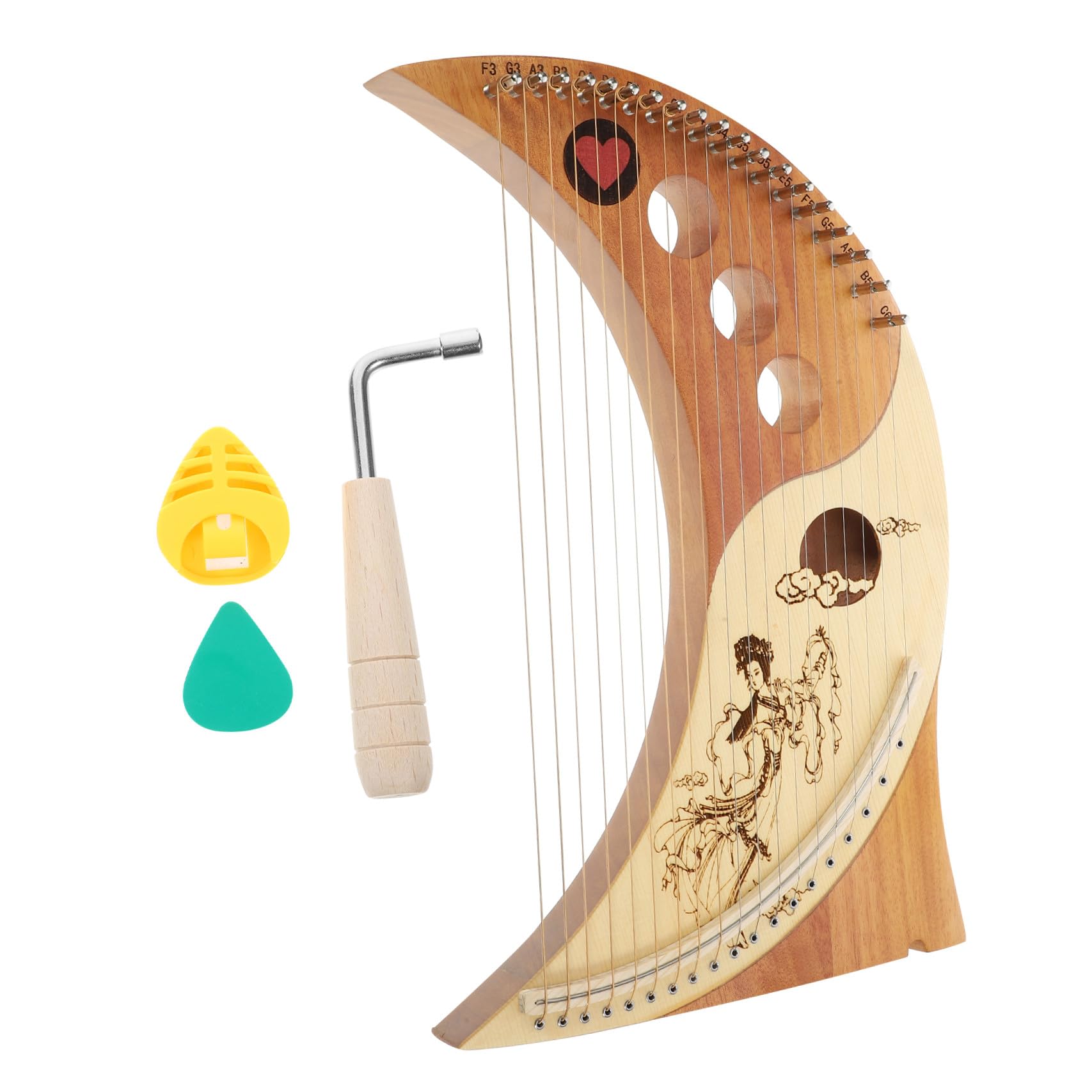 SUPVOX Arpa Lira in Legno di Cedro 19 Corde, Strumenti Musicali Portatile Corde Sostituibili e Accessori Extra