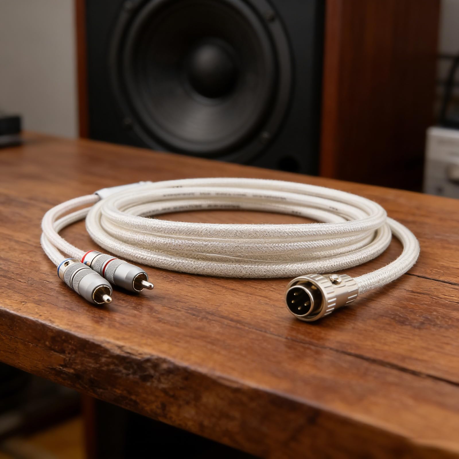Cavo audio da 4 pin DIN a 2 RCA con cavo di ricambio rivestito in argento per accessori di trasmissione home theater