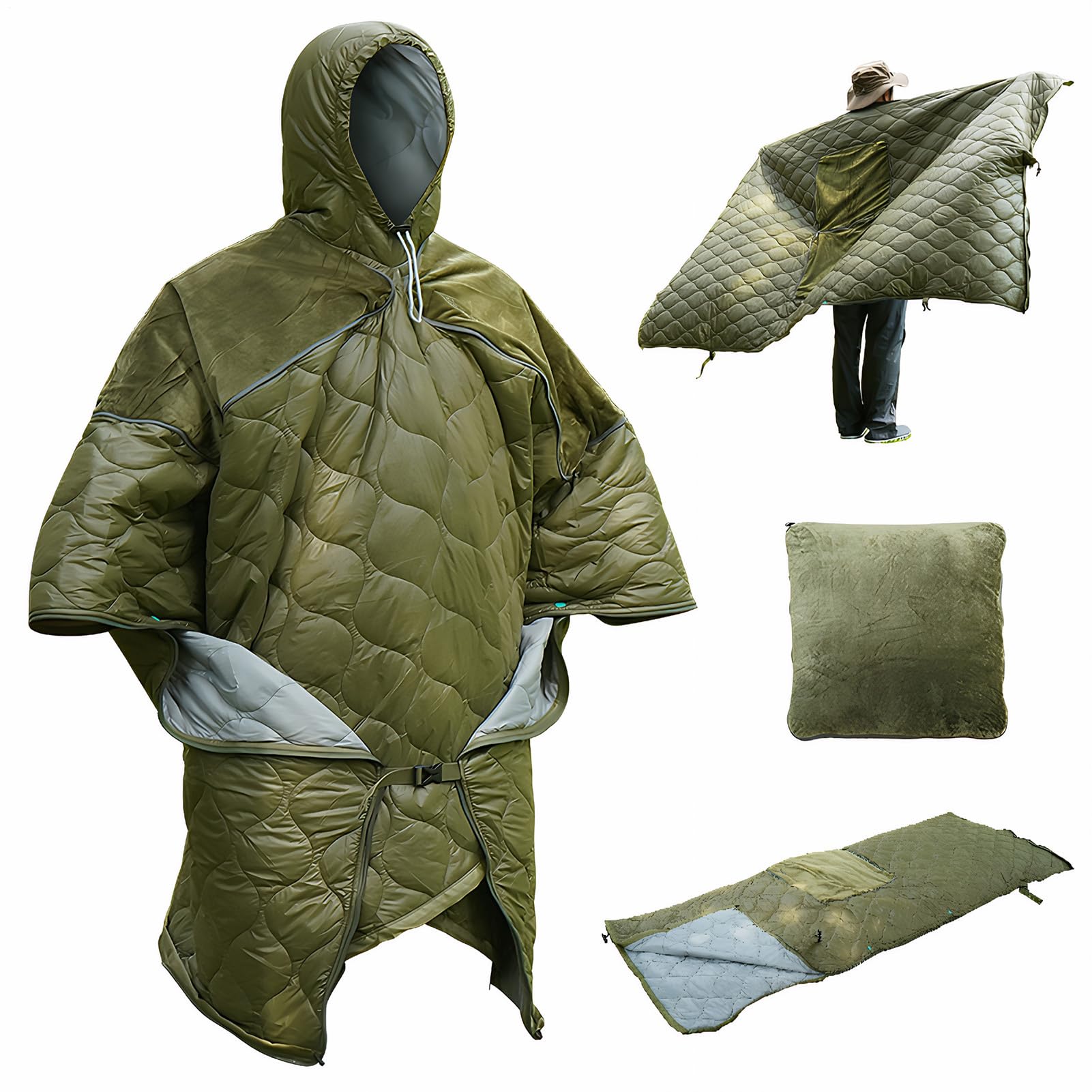Tragbarer Schlafsack Für Erwachsene Kapuzen Schlafdecke | Thermischer Outdoorsack Für Wanderungen für Reisen Camping Wandern Winter Stadion Zuhause Backpacking