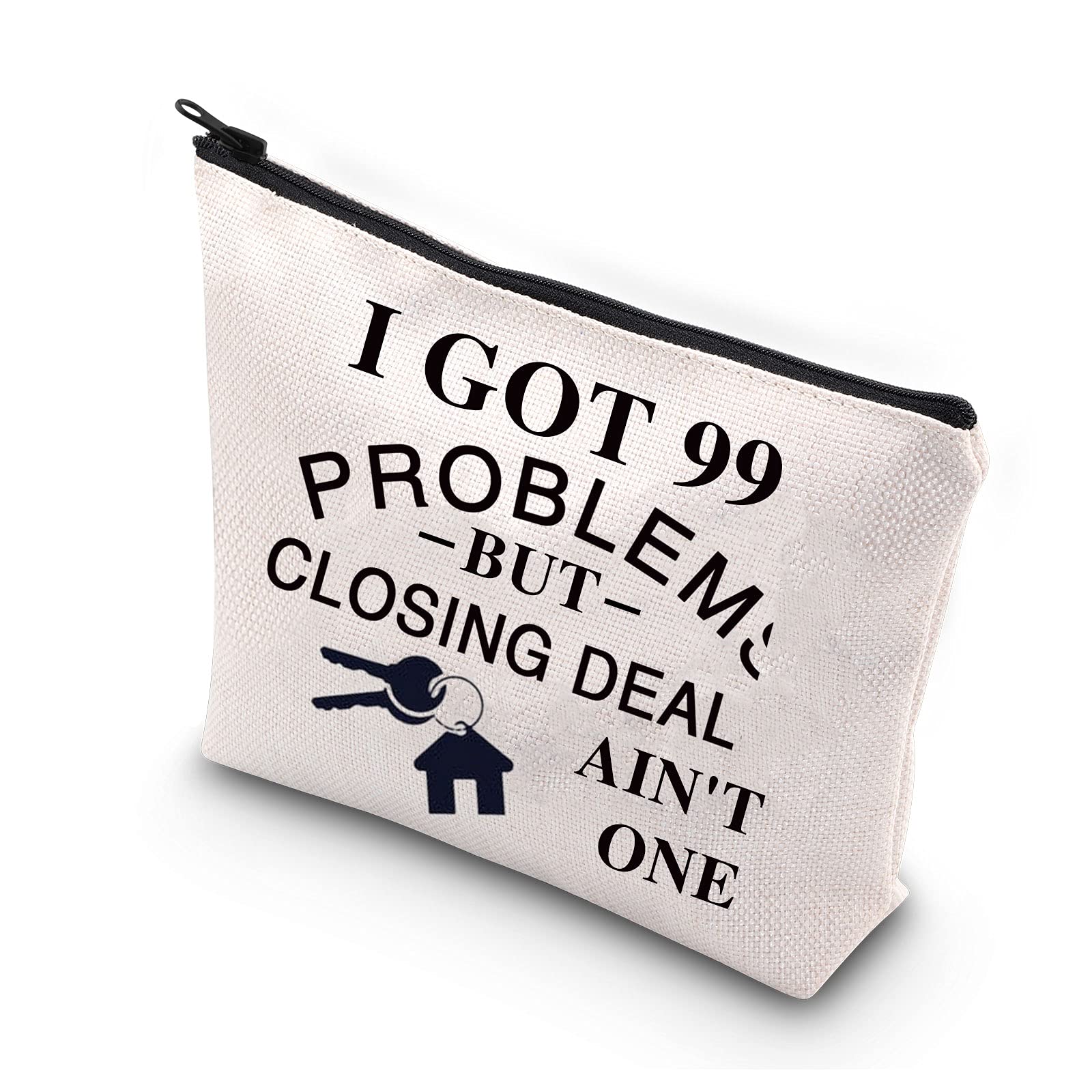 PLITI Realtor Makeup Bag I Got 99 Problems But Closing Deals Ain't One Cosmetic Bag for Real Estate Agent Salesman, 99 Problemsu