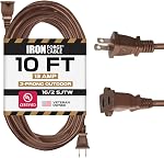 IRON FORGE CABLE 25 Ft Water Resistant 16/2 Outdoor Extension Cord - SJTW Black Long Cable with 2 Prong Polarized Plug 16 AWG 13 Amps