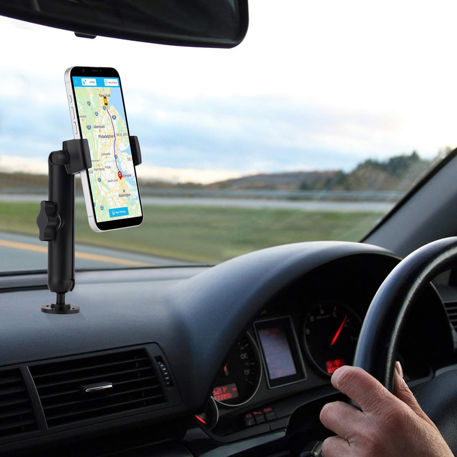 Mippko Soporte de pared para teléfono para camión, coche, barco, pared, escritorio, compatible con iPhone de 3.5 a 7.5 pulgadas, HTC, LG, Huawei, teléfonos inteligentes, ajuste de 360°, soporte de