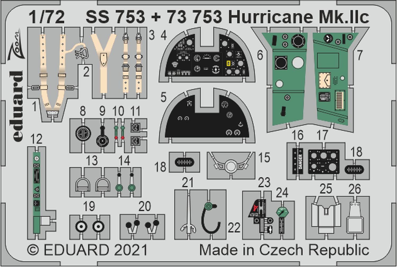 Eduard Photoetch Zoom 1:72 - Hurricane Mk.IIc (Zvezda)