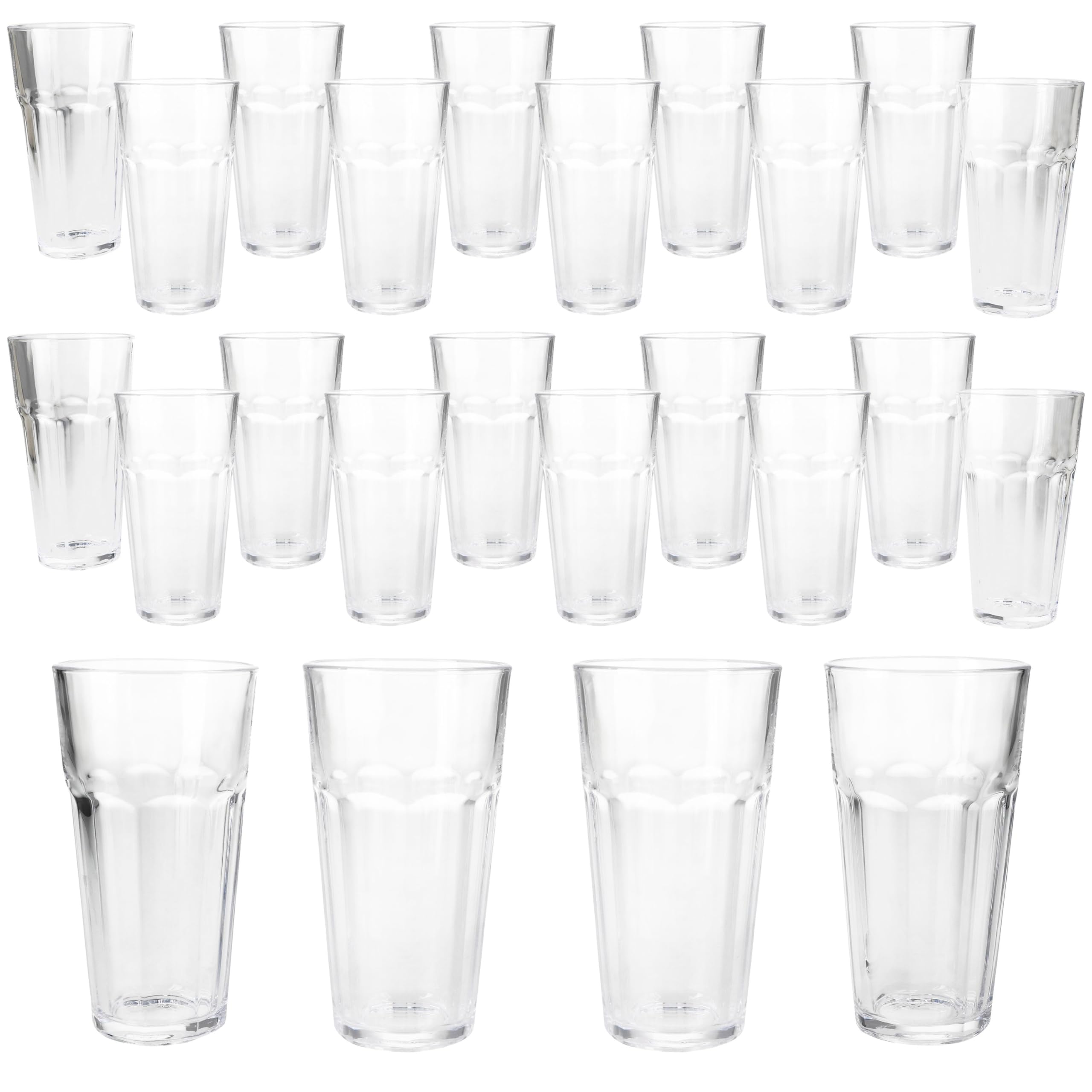 MamboCat Queen zestaw 24 szklanek do latte macchiato z przezroczystego szkła, 300 ml, dla 24 osób, stożkowe szklanki z możliwością układania w stos, do koktajli, koktajli, gorących napojów, koktajli