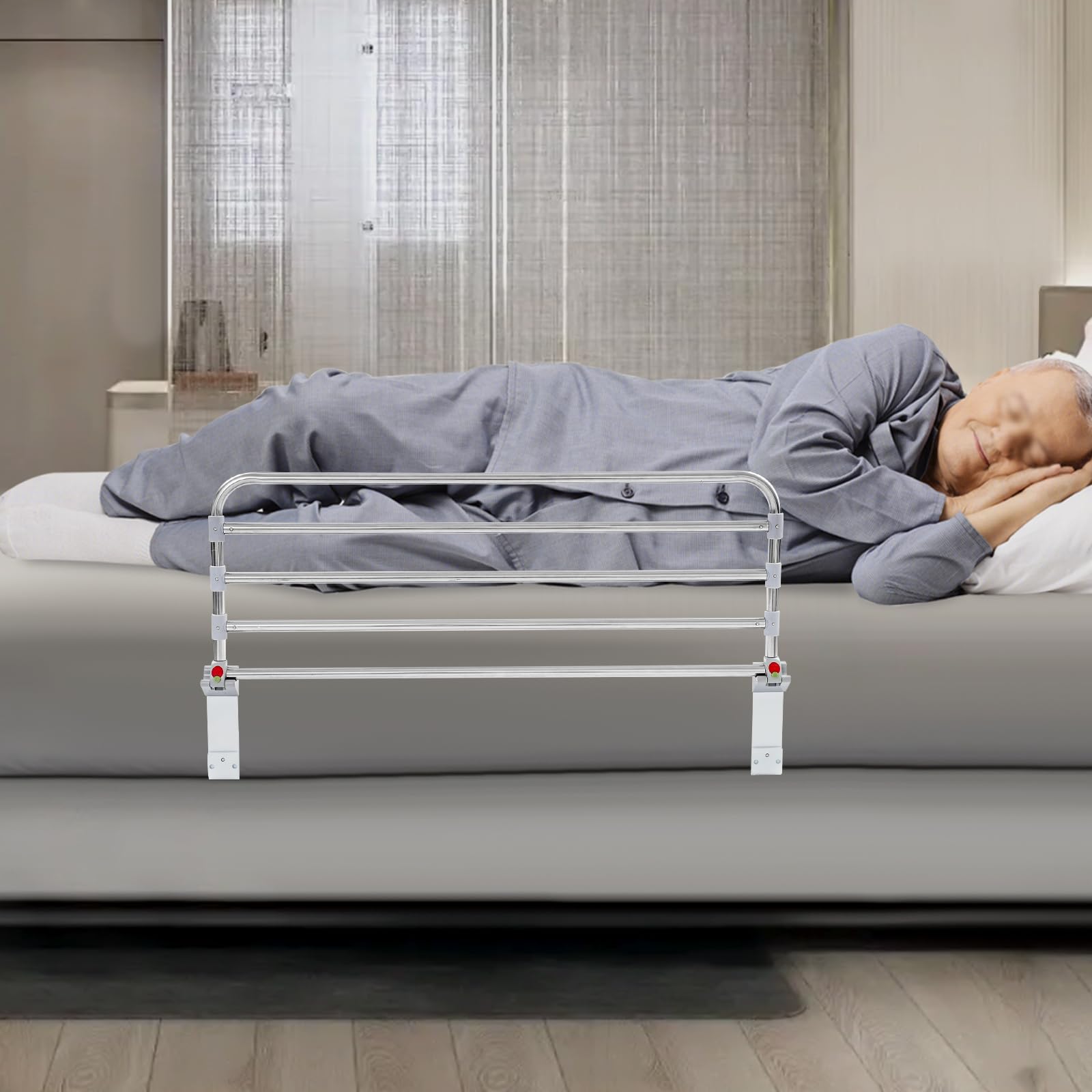 Bettgitter Rausfallschutz Senioren 90cm, Faltbare Tragbare Sicherheits Bettschutzgitter, Verstellbarer Aufstehhilfe Bett Klappbar Bettgeländer Heimpflege Unterstützen – Tragkraft 100kg