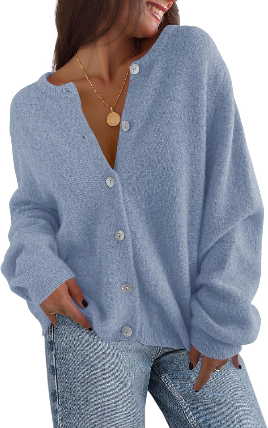 Saodimallsu Womens Cardigan Sweaters Button Down Long Sleeve Knit Outerwear 2025 Trendy Fashion Open Front Outfits