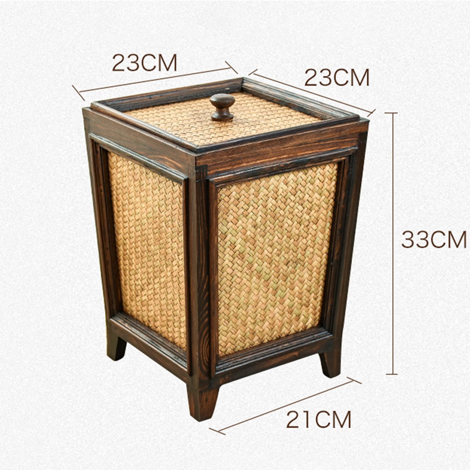 Cubo de basura Ratán de Madera Cubo de basura Grande Hogar Hotel Almacenamiento duradero/Cubo de Flores secas Contenedor de basura de Forma Especial para Sala de estar Dormitorio baño