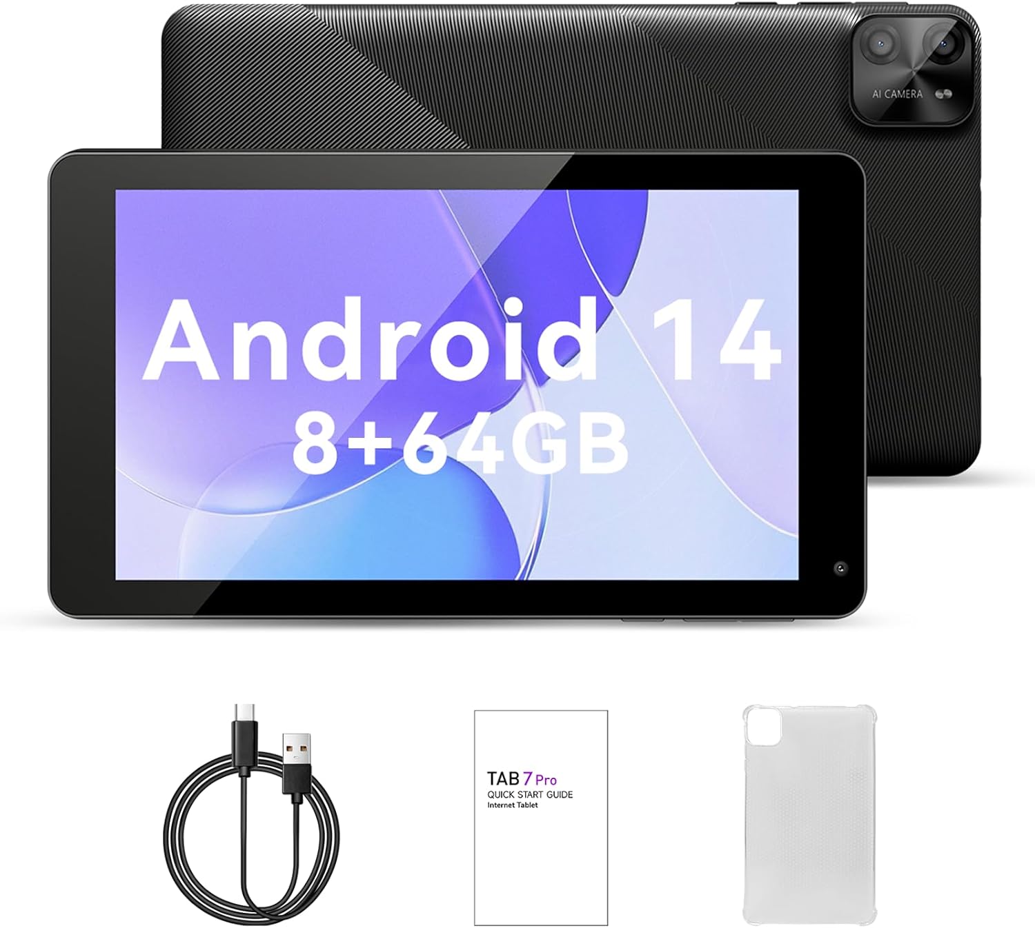 PRITOM 7 inch Android 14 Tablet PC with 8GB RAM 64 GB ROM,512GB Expand, 8-Core, 5G WiFi, Dual Camera, Bluetooth, 7″ Tablet, Black PRITOM 7 inch Android 14 Tablet PC with 8GB RAM 64 GB ROM,512GB Expand, 8-Core, 5G WiFi, Dual Camera, Bluetooth, 7″ Tablet, Black