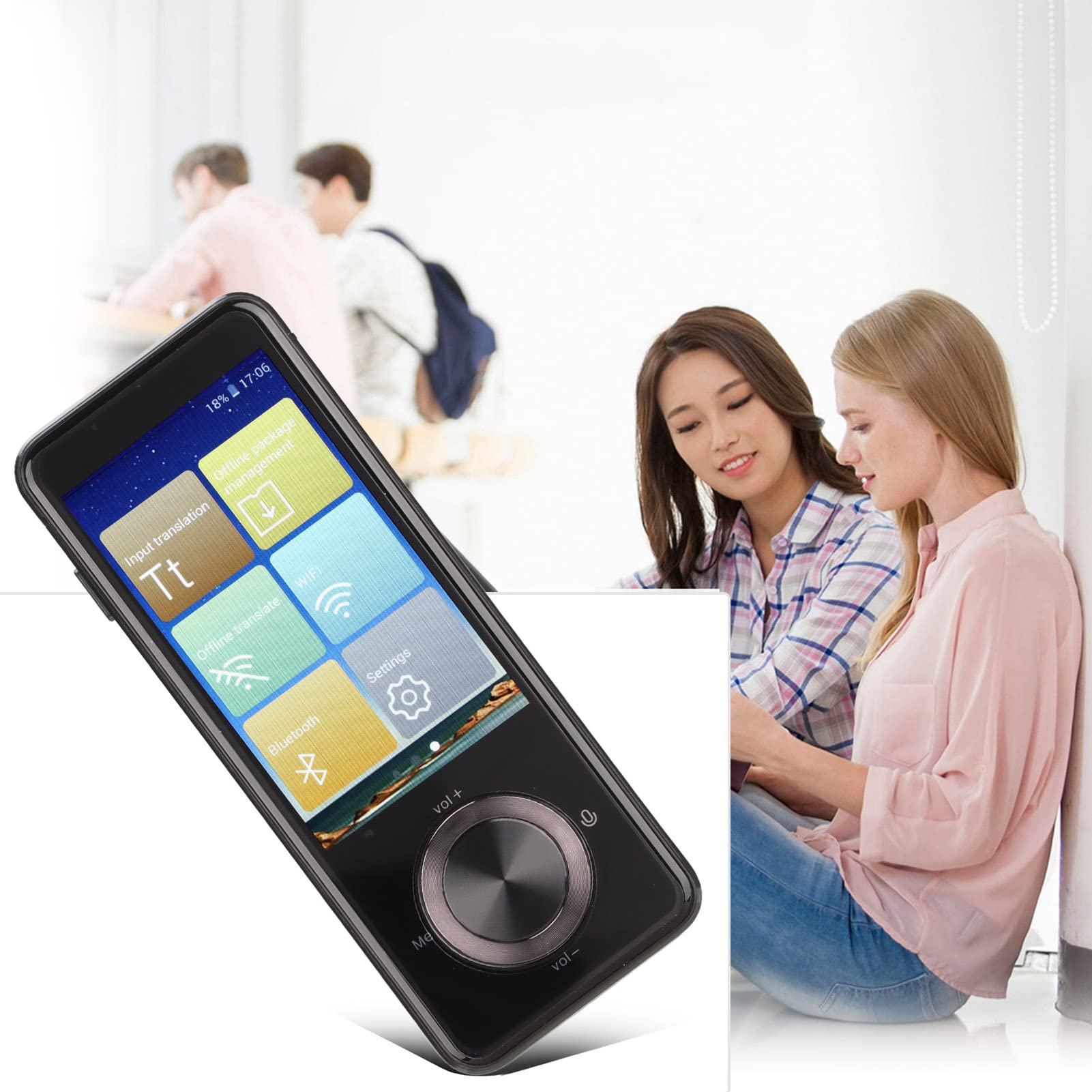 Language Translator Device,3in Ekran Dotykowy Smart Voice Translator, 109 Online 12 Offline Translator,43 Photography Language Urządzenie Voice Translator (Szary)