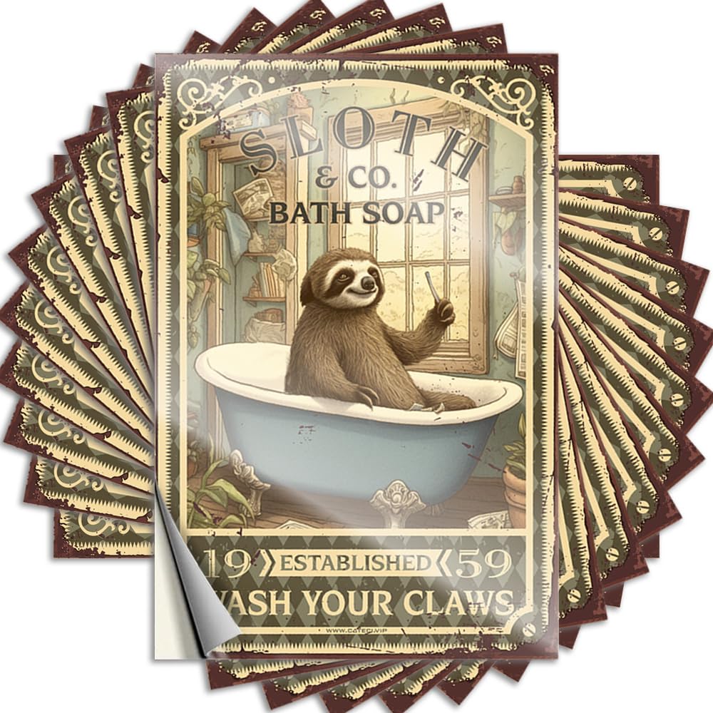 Goods Small Decals - Sloth Bath Soap Wash Your Claws Removable Decal Tumbler Easy Peel for Western(8X12CM)