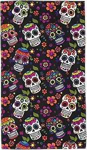 Ouqiuwa Soft Sugar Skull Flower Hand Towels 27.5x15.7 in Thin Bathroom Towel, Small Bath Cloth Decor Gifts Multipurpose for Bathroom Kitchen Gym Yoga