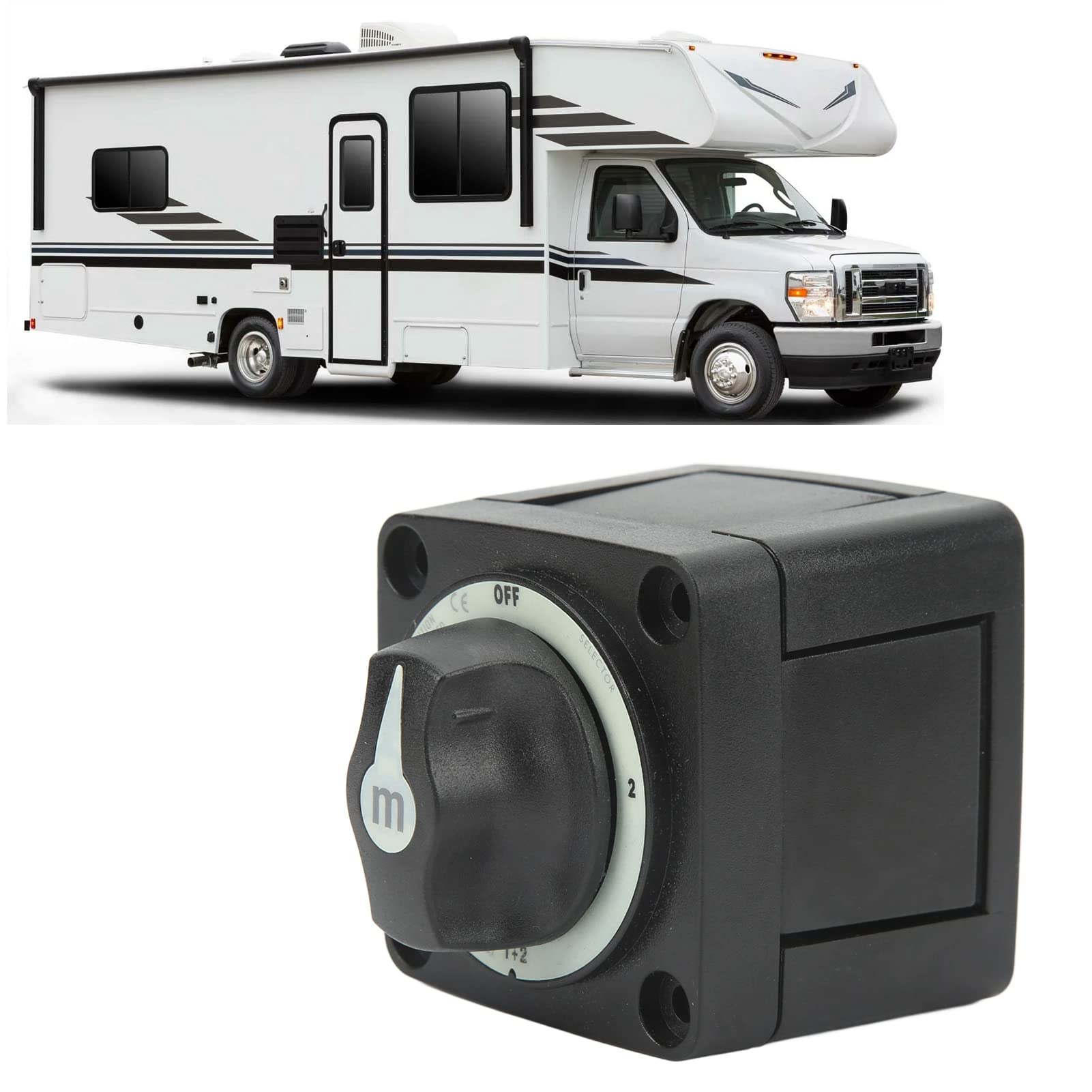 Acouto Marine-Batteriewahlschalter, 4-Positionen-Trennschalter, Stromkreis aus Für Boot RV 32 Bass, Bootswahlbatterie F SwitchBoot-Batterieschalter