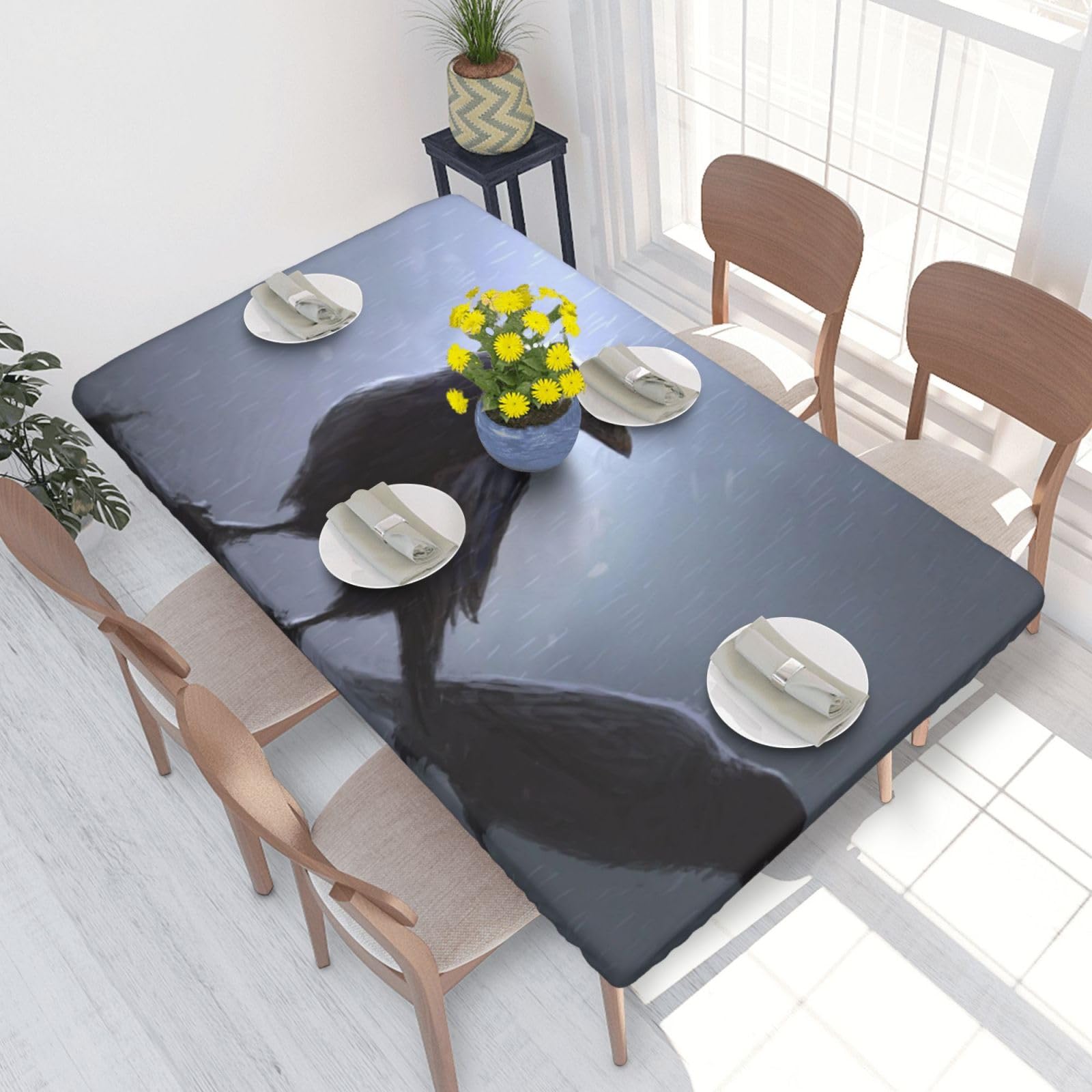 BNVSADC Ravens Printed 4FT Tablecloth 122x76 CM Polyester Kitchen Water Resistant Table Cloth Dining Table Decoration Table Covers