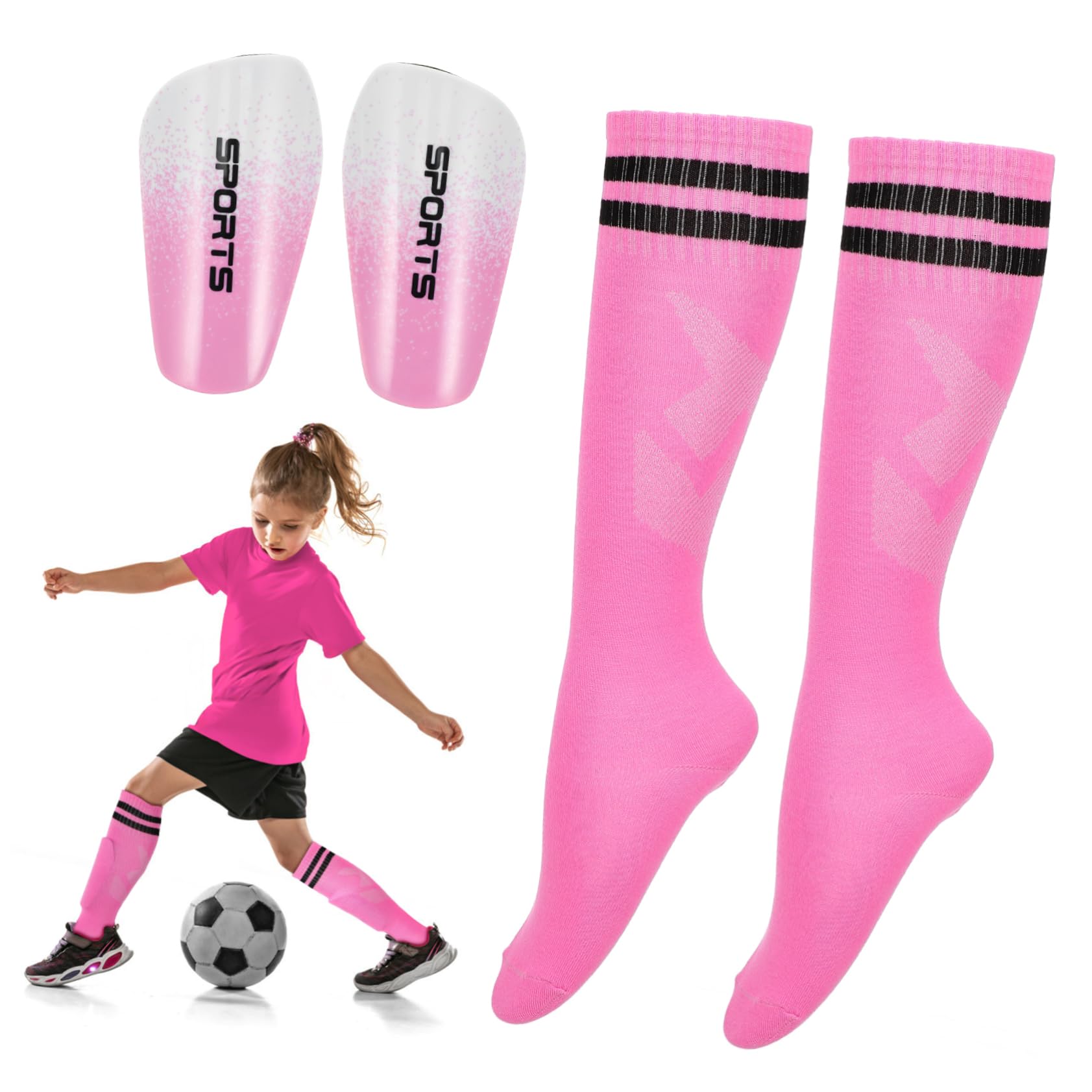 Abaodam 1Set Soccer Shin Guards with Socks Ergonomic Protective Covers for Training Comfortable Cushioning Shock Absorbing Design Durable Football Gear for Adults