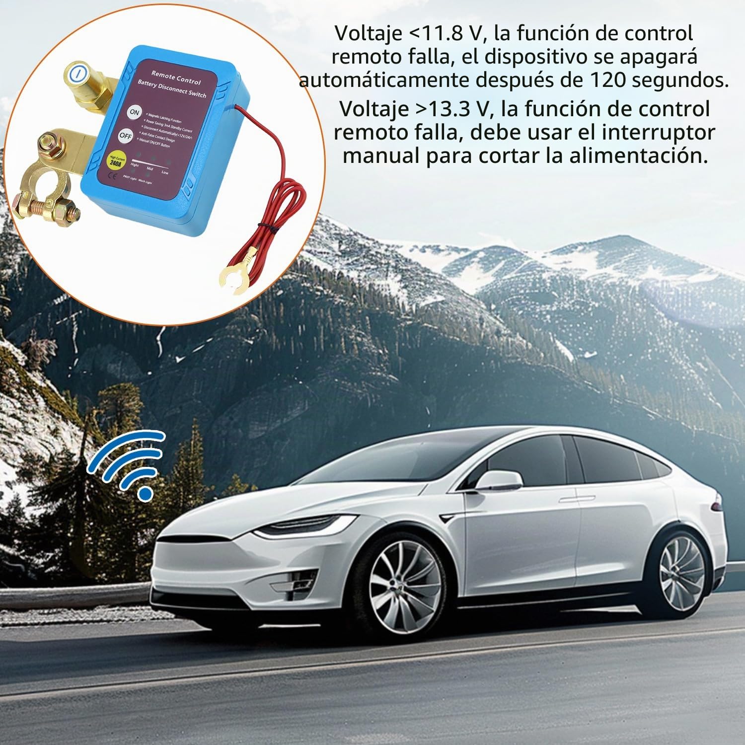 QWORK® Desconectador de Bateria Coche de 12 V 240 A, interruptor aislador con 2 controles remotos, para camiones, automóviles, vehículos recreativos