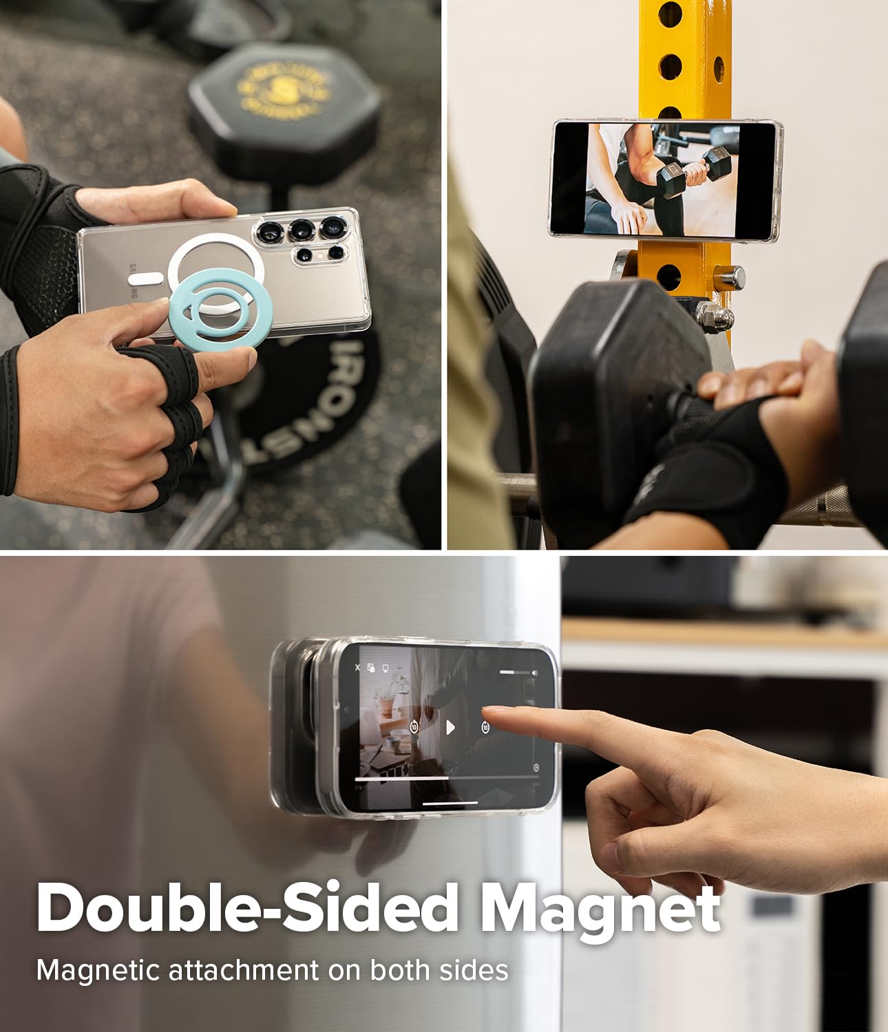 Ringke Dual Magnetic Silicone Ring, Compatibile con Custodie Magnetiche per Telefono, Supporto Magnetico Rimovibile per Telefono su Entrambi i Lati - Black