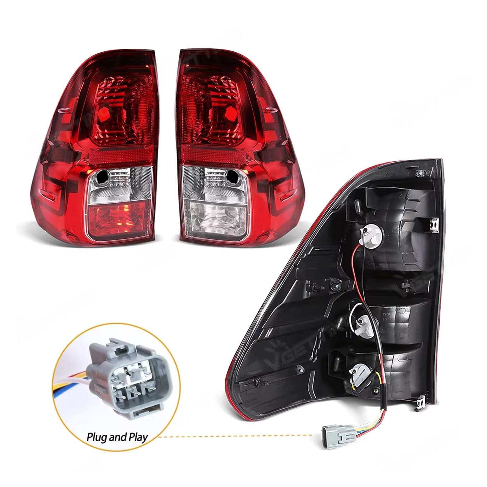 Gruppo fanale posteriore Per Toyota Per Hilux Per Revo Pick-up 2016-2018 Auto Fanale posteriore con cablaggio Nessuna lampadina Lampada di coda sinistra/destra Fari di stop(RHD Right)