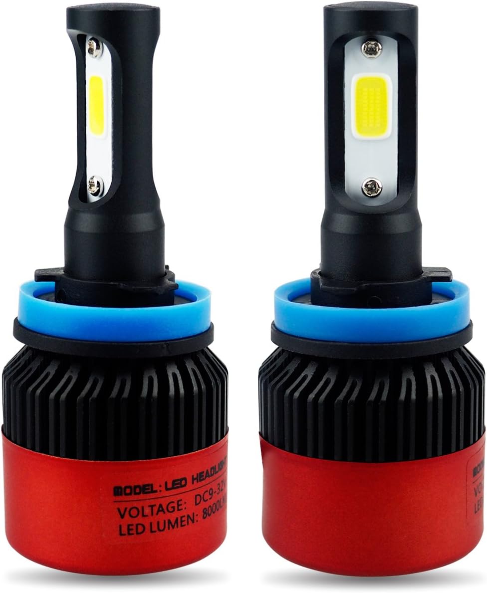 AUXITO Automobile H8 H9 H11 LED Bulbs 72W 8000Lms Per Pair 6500K Cool White All-in-One Conversion Kit