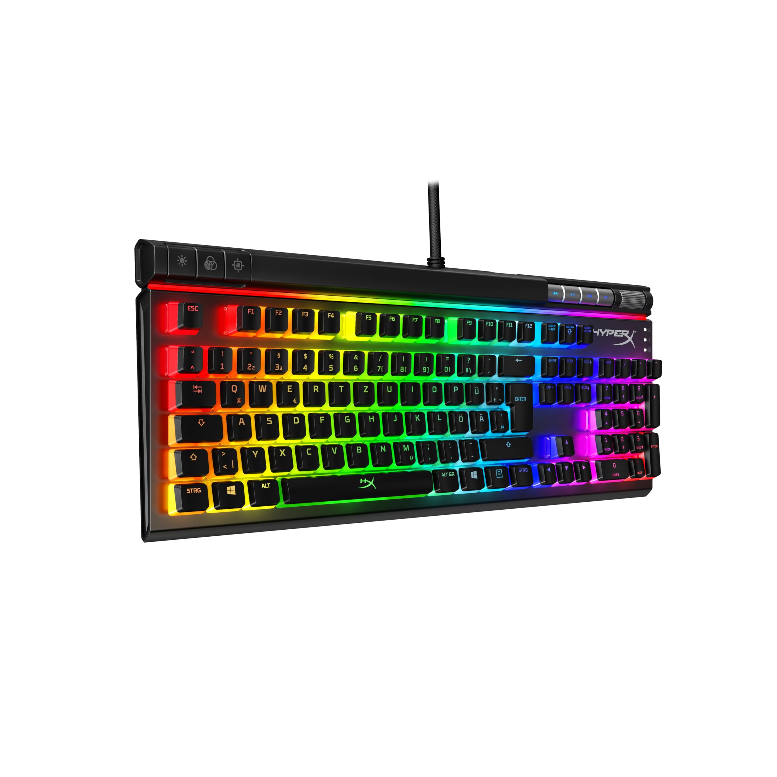 HyperX Alloy Elite 2 – Mechanische Gaming-Tastatur, Software-gesteuerte Beleuchtung und Makroanpassung, ABS Pudding Keycaps, Mediensteuerung, RGB Hintergrundbeleuchtung. Linear Switch, HyperX Red