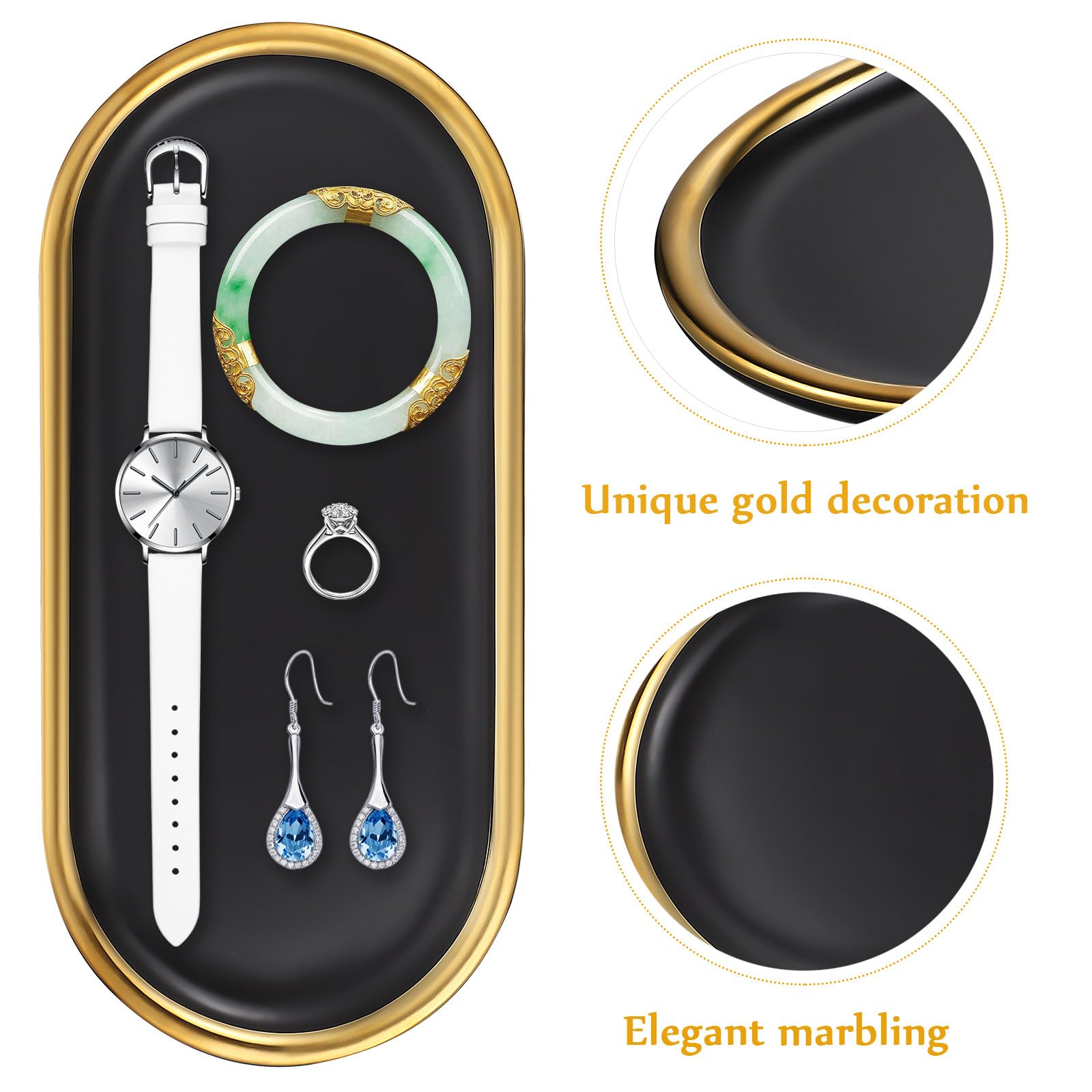 NUOBESTY 2pezzi Vassoio Decorativo Ovale Per Lavabo Vassoio Porta Profumi e Oggetti Da Toeletta Per Bagno Cucina