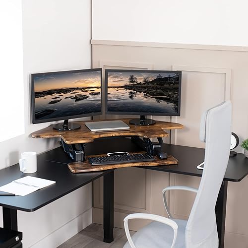 Miniatura 8 de VIVO DESK-V000VCN - Convertidor de escritorio de pie de altura ajustable de esquina de 43 pulgadas, serie V, estación de trabajo elevadora de