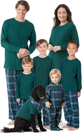 PajamaGram Matching Christmas PJs for Family, Heritage Plaid Thermal, Pet XXL