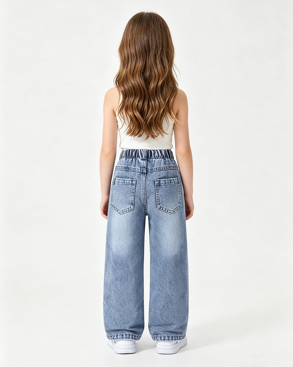 Girls Jeans Cute Y2K Baggy Wide Leg Denim Pants 8-14 Years