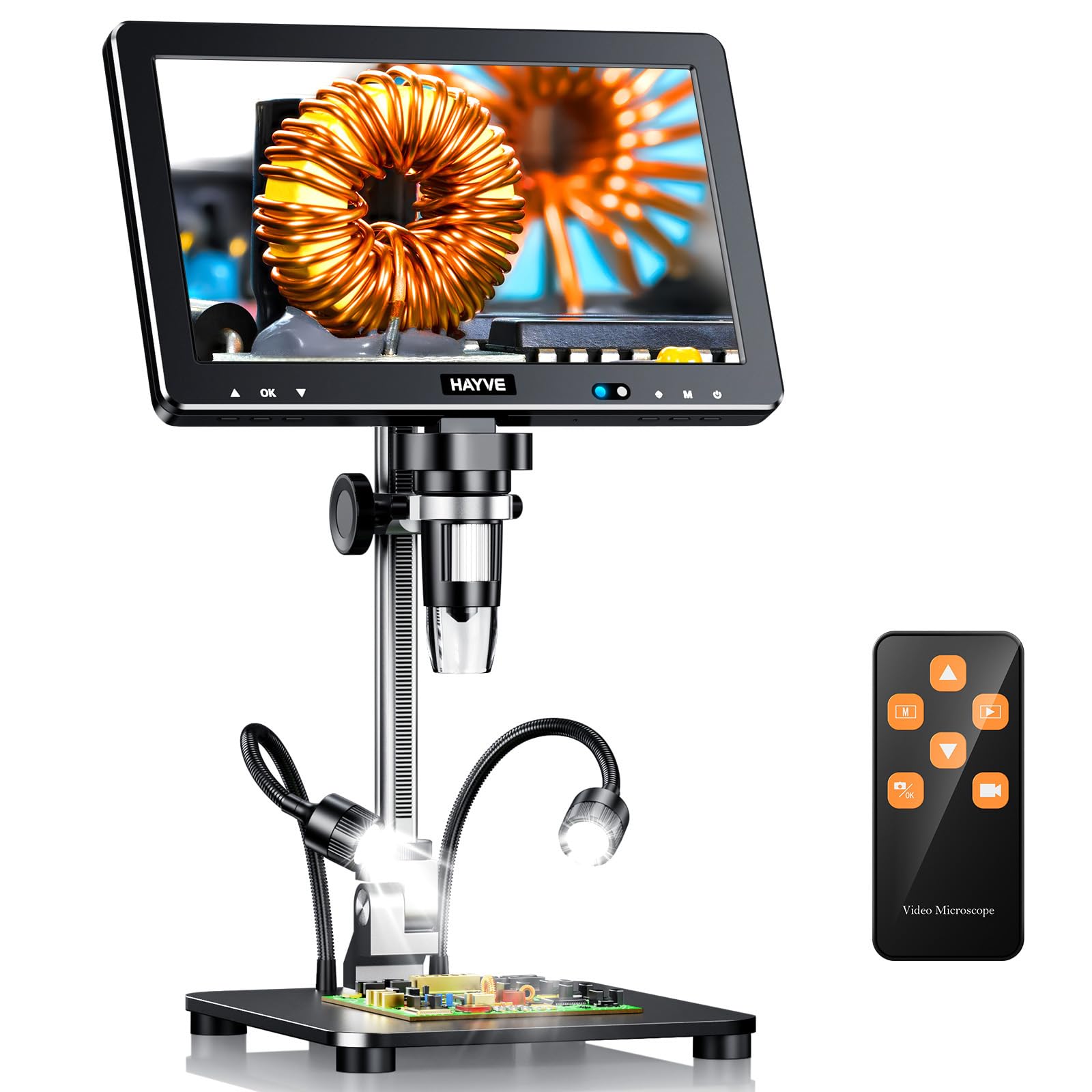Hayve DM13 10.1 Inch LCD Digital Microscope, 16MP 2000X HD IPS Soldering Microscopes for Adults,Electronics Repair, Coin Microscope Magnifier for Error Coins with Screen, 10 LED Lights, 32GB-picture-21