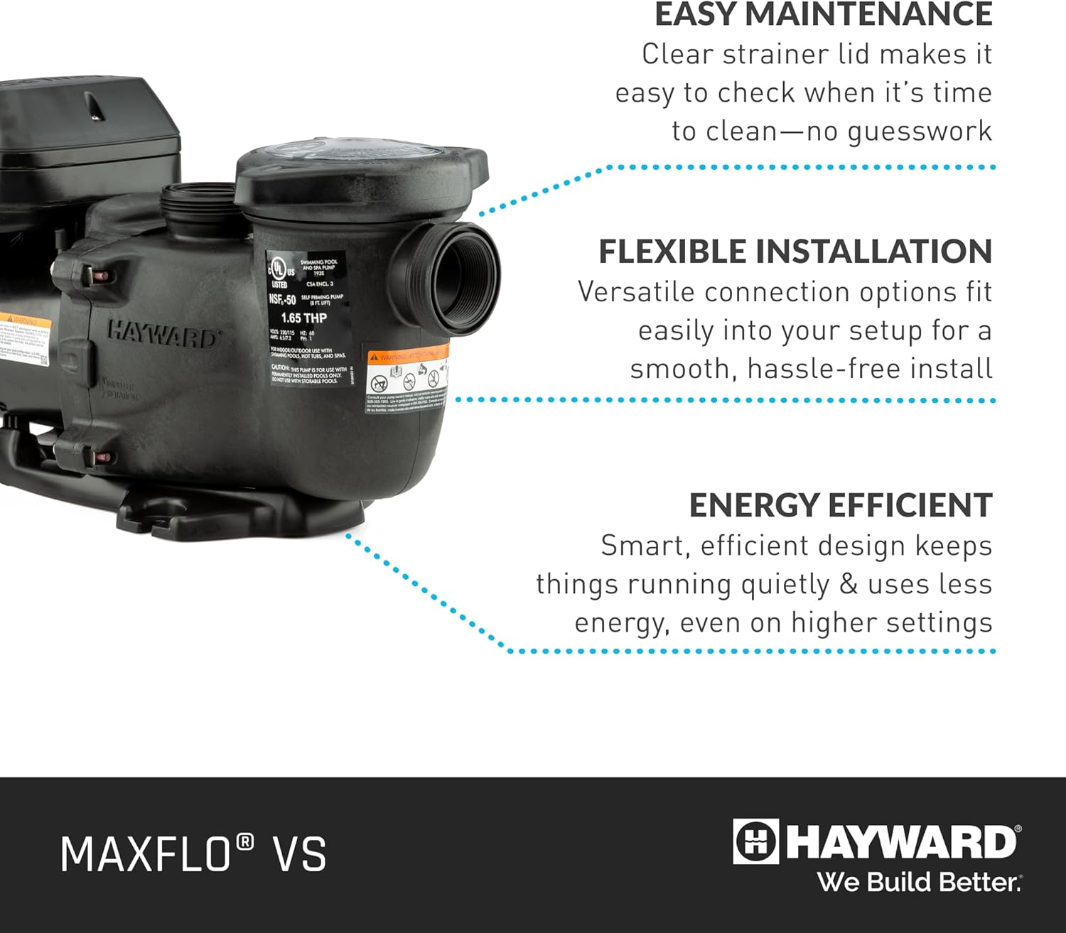 Hayward W3SP2303VSP MaxFlo VS Variable-Speed Pool Pump, Black