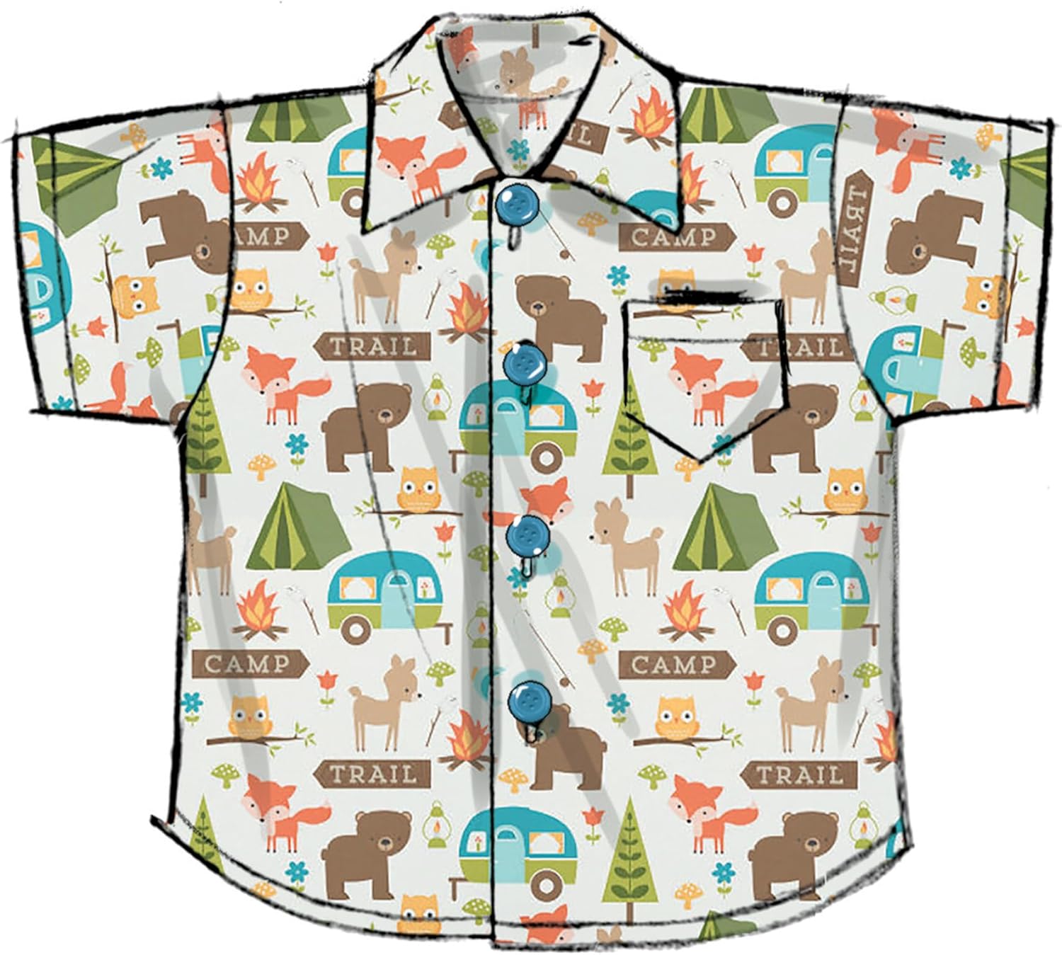 Butterick B6949A Babies' Shirts, T-Shirt, Pants and Hat Sewing Pattern Kit, Design Code B6949, Sizes XS-S-M-L