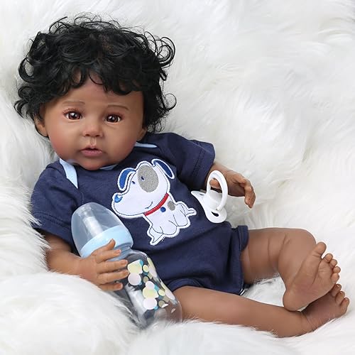 Miniatura 4 de CHAREX Muñecas de bebé Reborn negras  Muñecas de bebé Reborn de 20 pulgadas, muñeca de bebé afroamericana, realista que se ve real, cuerpo suave con