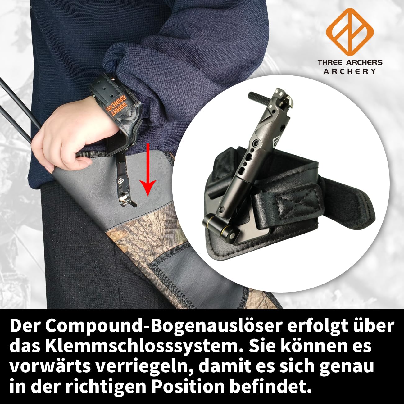 Disparador De Arco Compuesto THREE ARCHERS - Correa Ajustable, Pinza De Freno, Para Tiro Con Arco
