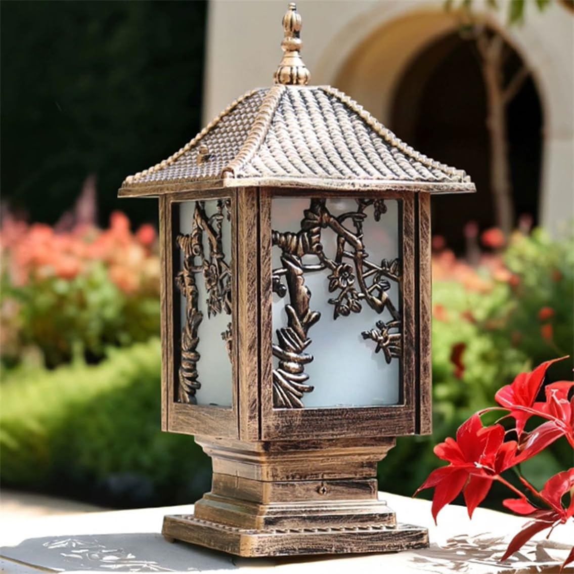 HCIPJQY Rustic Bollard Column Lamp Farmhouse Pole Lighting Waterproof Aluminum Outdoor Post Lights Lamp Hard Wired Pillar Table Light for Garden, Driveway, Pathway, Porch, Yard