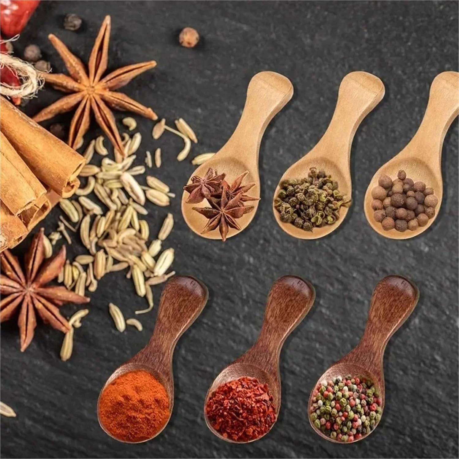 Mini Natural Wooden Scoop Tea Honey Coffee Condiment Salt Sugar Cooking Tools Household Kitchen Gadgets Baby Spoon(2PCS-Mixed)