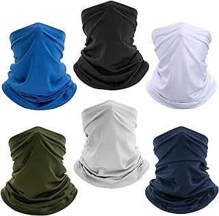 6 Pack Neck Gaiter Bandana Face Mask: Cooling Gator Mask Face Cover for Men