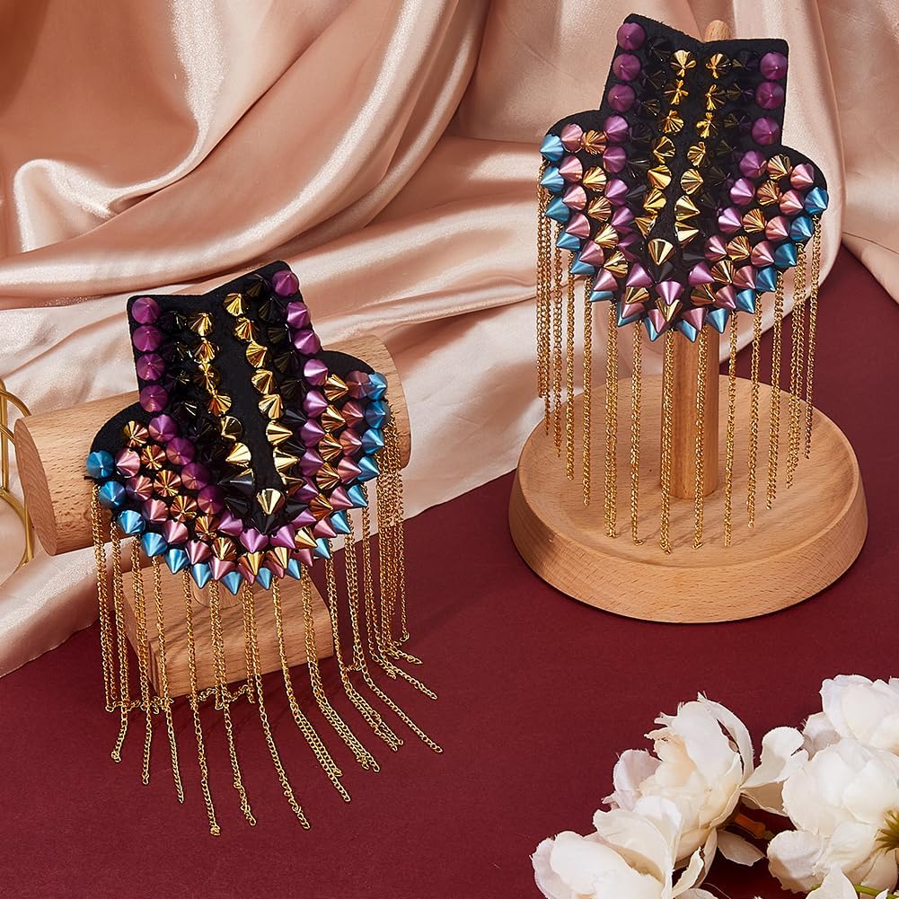 SUPERFINDINGS Fashion Shoulder Epaulet Tassel Iron Shoulder Badge Detachable Tassel Chain Metal Epaulettes Beads Punk Fringe Epault for Jackets