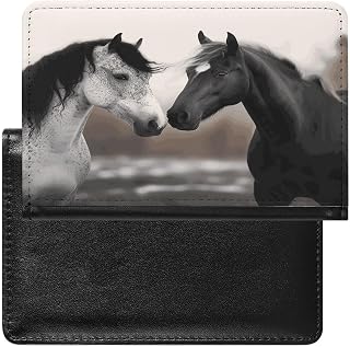 Black And White Horses Passport Holder for Travel | Waterproof PU Leather Passport Cover, Slim Passport Wallet, Fashion Passport Protector, Travel Accessories for Women and Men