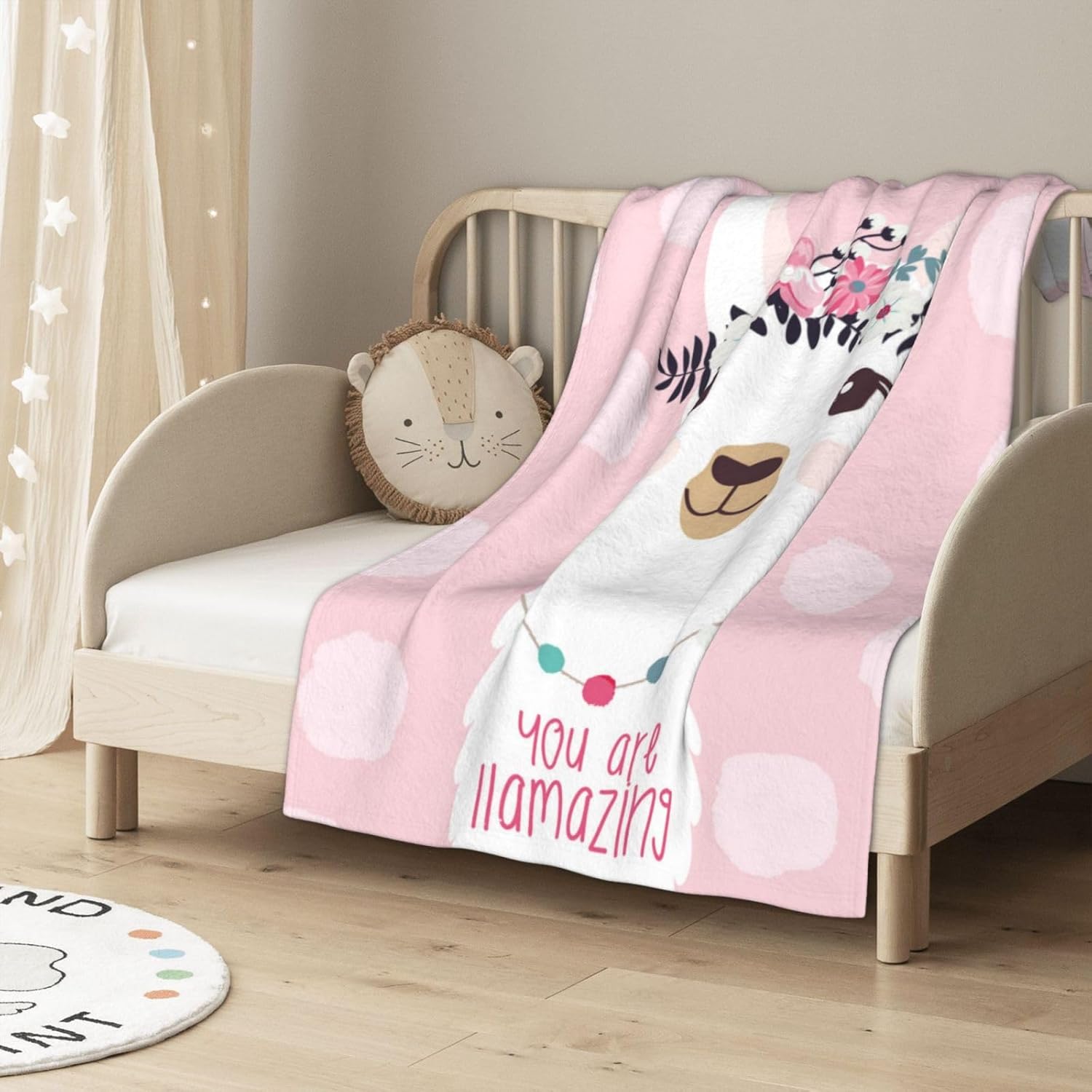 Llama Funny Pink Amazing Blanket, Soft Blankets Flannel Bed Throw Cozy Lightweight Plush Gifts for Kids Girls Women Sofa Couch Bedroom Living Rooms Warm All Season, Home Decor, Small 50"x40" - Image 3