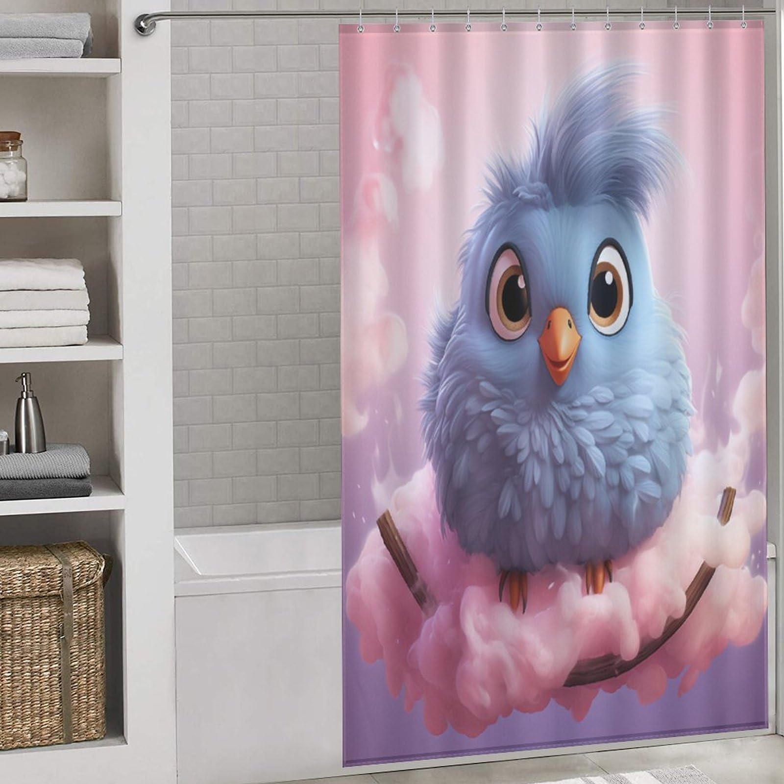 Rideau de douche poulet anti-moisissure en tissu lavable 140x183